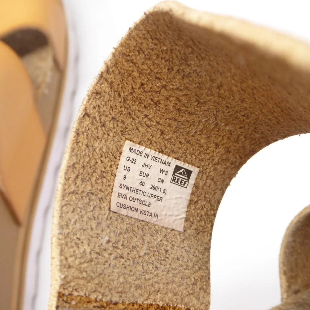 Reef Womens Sandals Tan Cushion Vista Hi Platform Slides 9